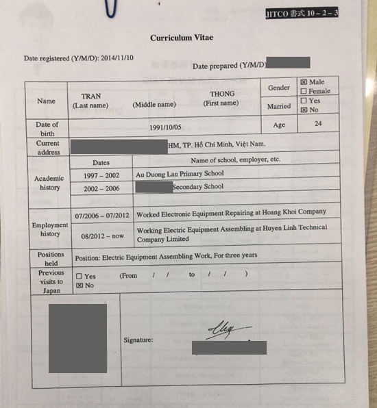 kienvang jsc sơ yếu lý lịch Cv