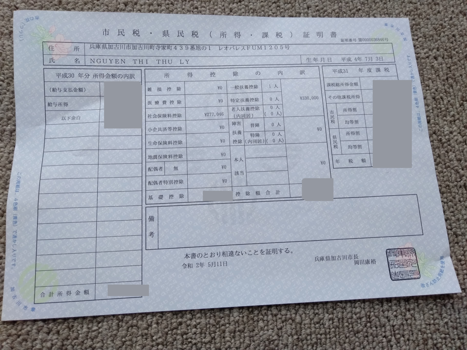 kien vang jsc thuế thu nhập